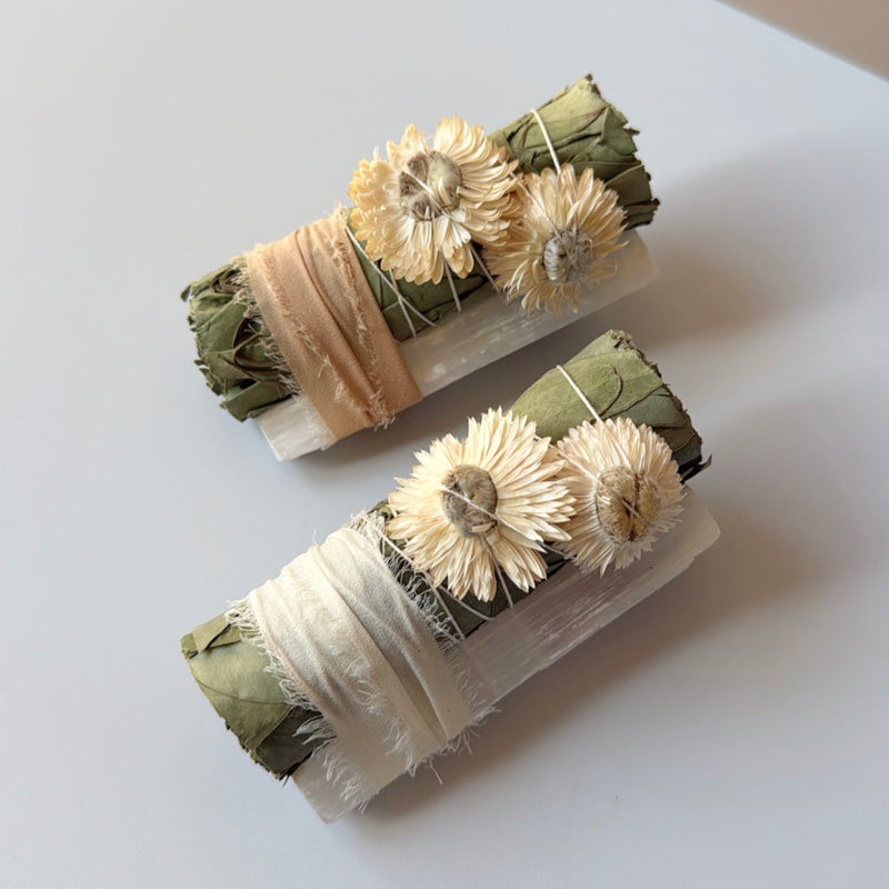 Eucalyptus + White Selenite Smudge Stick - Sweetheart