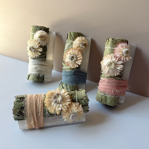 Eucalyptus + White Selenite Smudge Stick - Sweetheart